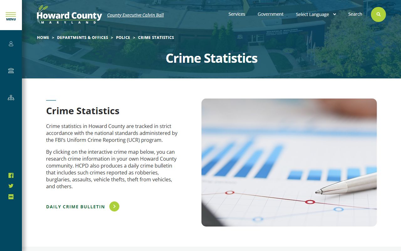 Howard County crime statistics dashboard for Columbia police blotter data