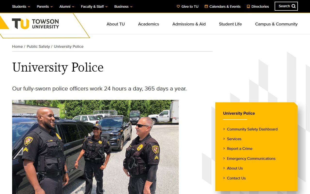 Towson University Police Department website