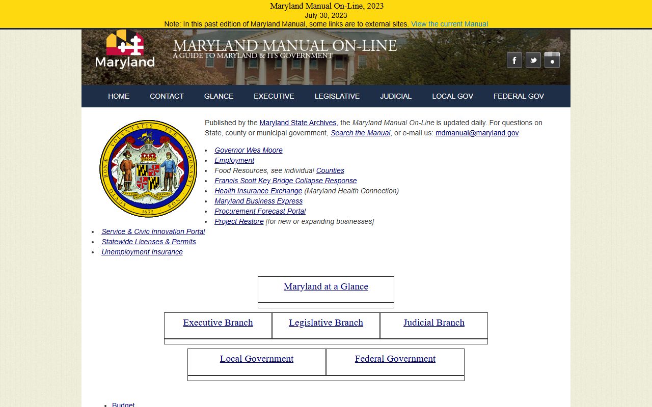 Maryland Manual Online directory for Caroline County officials