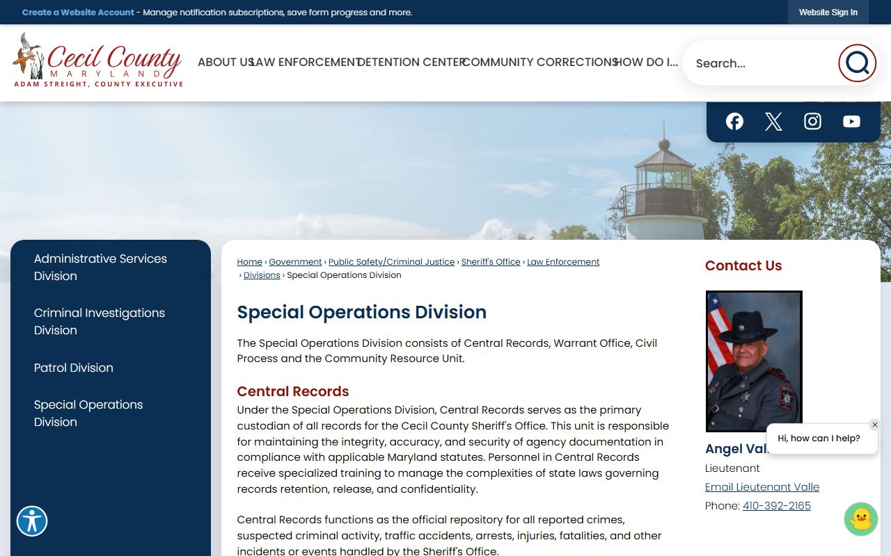 Cecil County Sheriff Special Operations Division page