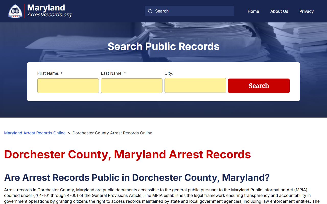 Dorchester County arrest records information
