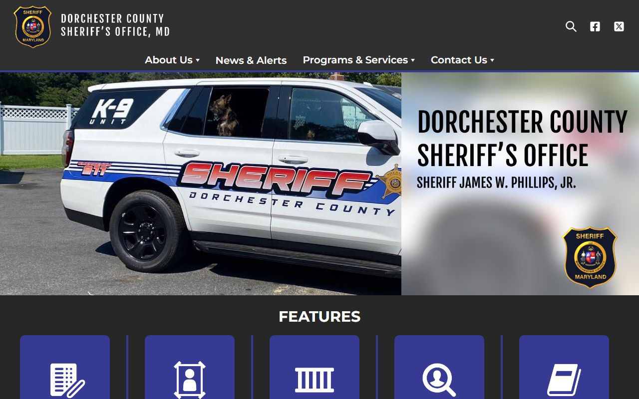 Dorchester County Sheriff's Office website for police blotter records