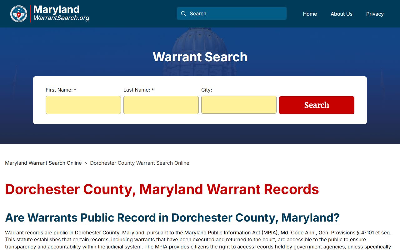 Dorchester County warrant search information