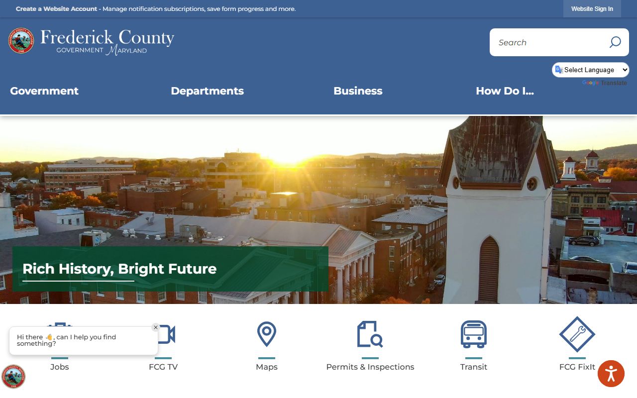 Frederick County government main page