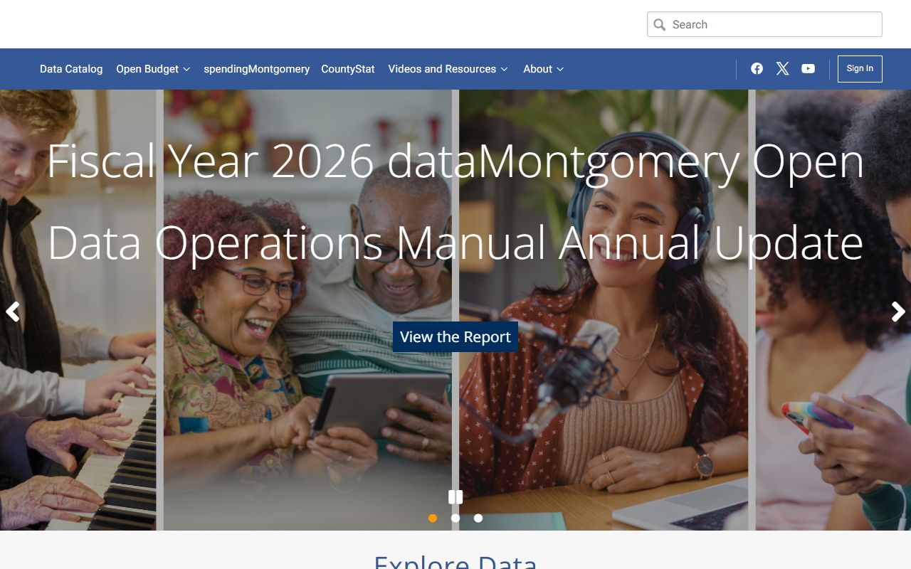 Montgomery County open data portal with police blotter datasets