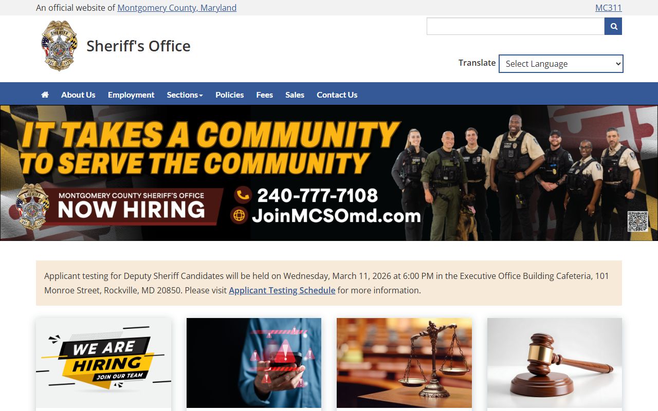 Montgomery County Sheriff's Office for warrants and court security