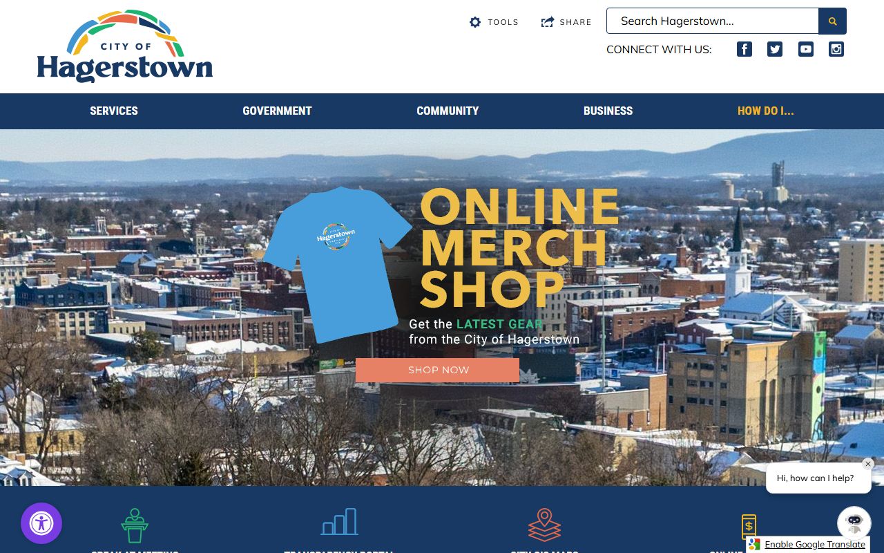 City of Hagerstown website with links to police department and police blotter records