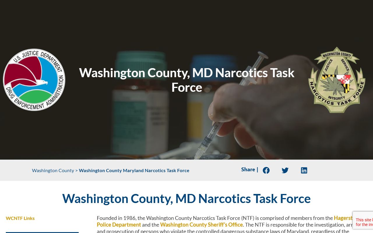 Washington County Narcotics Task Force website for drug enforcement information