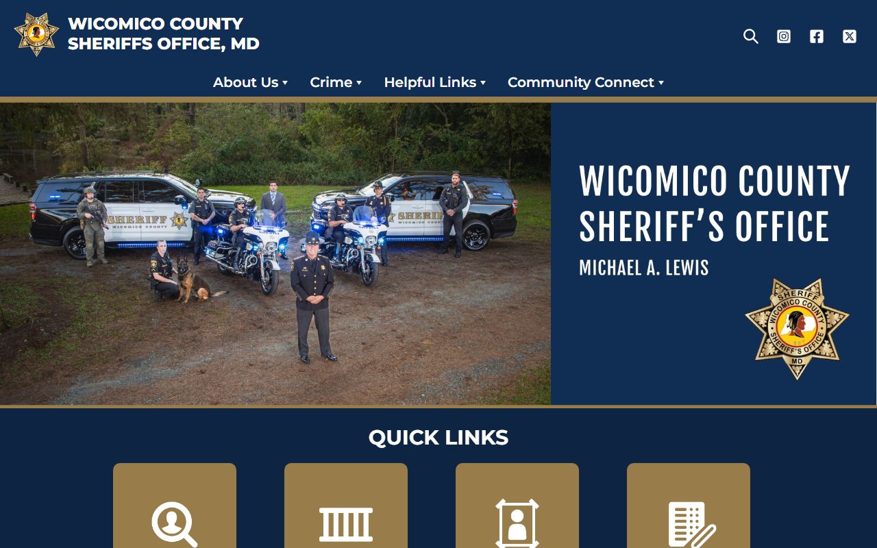 Wicomico County Sheriff's Office website for police blotter records